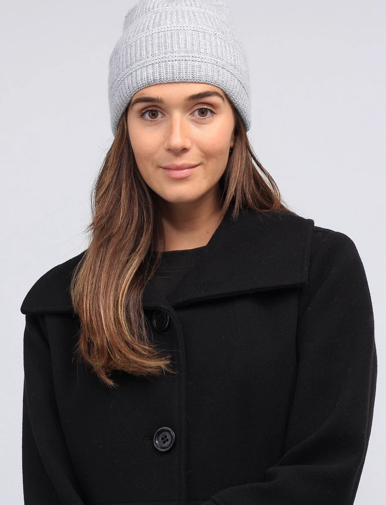 Solid Rib-Knit Beanie Adorned with Fine Rhinestones by Saki