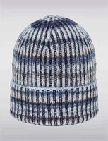 Cozy Stretch Ribbed Knit Classic Beanie with Vibrant Multi-Color Stripes by Saki