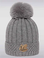 Cozy Cable-Knit Beanie With Luxurious Faux Fur Pom-Pom by Saki