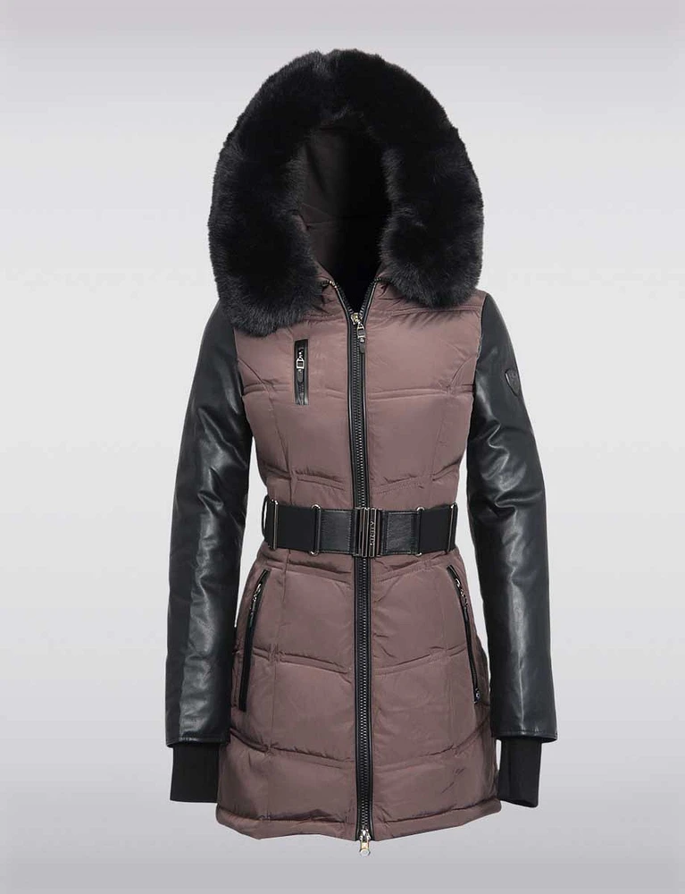 Soft Touch Vegan Luxury Faux Fur Trim Hooded Puffer Jacket by Sicily