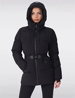 Lightweight Belted Waist Down Filled Hooded Taped Seam Puffer Jacket by Sicily