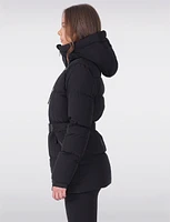 Lightweight Belted Waist Down Filled Hooded Taped Seam Puffer Jacket by Sicily