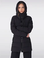 Water Repellent High Collar and Attached Hood Down Puffer Jacket by Sicily