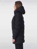 Water Repellent High Collar and Attached Hood Down Puffer Jacket by Sicily