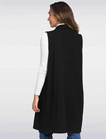 Versatile Soft Cotton Draped Front Long Knit Vest by Froccella