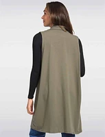 Versatile Soft Cotton Draped Front Long Knit Vest by Froccella