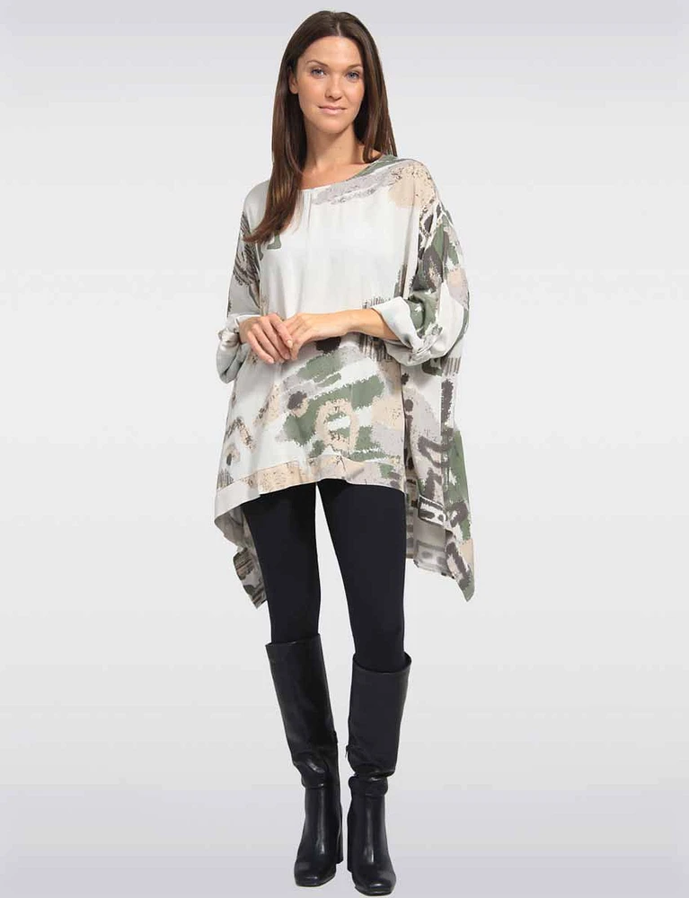 Versatile Relaxed Fit Adjustable Sleeves Printed Tunic by Froccella