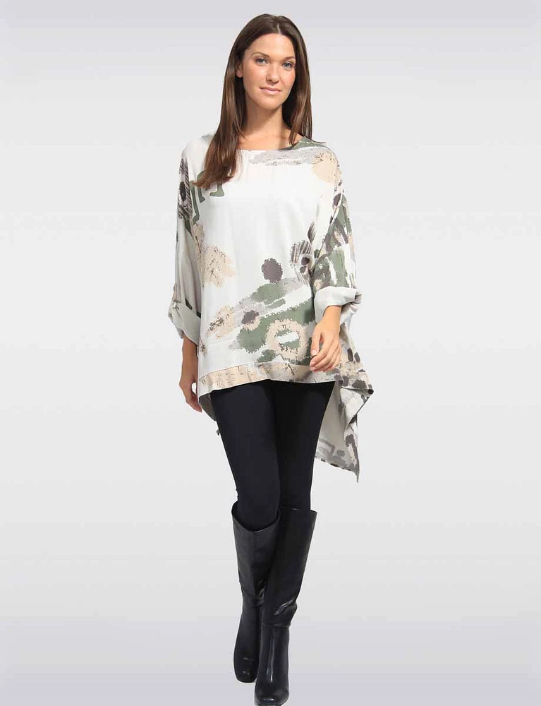 Versatile Relaxed Fit Adjustable Sleeves Printed Tunic by Froccella