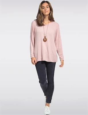 Ribbed Wool V-Neck Top With Long Sleeves by Froccella