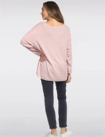 Ribbed Wool V-Neck Top With Long Sleeves by Froccella