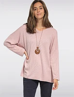 Ribbed Wool V-Neck Top With Long Sleeves by Froccella