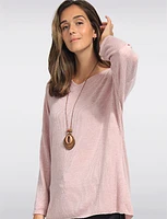 Ribbed Wool V-Neck Top With Long Sleeves by Froccella