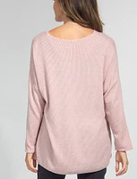 Ribbed Wool V-Neck Top With Long Sleeves by Froccella