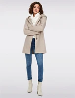 Straight Cut Hooded Zip Front Light Heathered Coat by Only