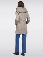 Straight Cut Hooded Zip Front Light Heathered Coat by Only