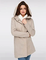 Straight Cut Hooded Zip Front Light Heathered Coat by Only