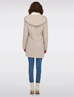 Straight Cut Hooded Zip Front Light Heathered Coat by Only