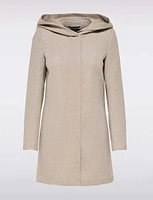 Straight Cut Hooded Zip Front Light Heathered Coat by Only