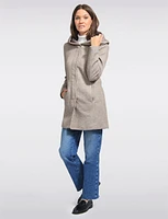 Straight Cut Hooded Zip Front Light Heathered Coat by Only