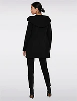 Straight Cut Hooded Zip Front Light Heathered Coat by Only