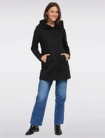 Straight Cut Hooded Zip Front Light Heathered Coat by Only