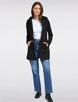 Straight Cut Hooded Zip Front Light Heathered Coat by Only