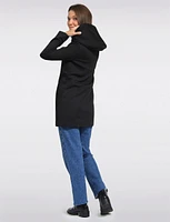 Straight Cut Hooded Zip Front Light Heathered Coat by Only