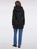 Straight Cut Hooded Zip Front Light Heathered Coat by Only