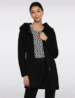 Straight Cut Hooded Zip Front Light Heathered Coat by Only