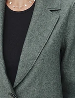 Single-Breasted Notch Collar Raw Cut Edge Coat by Only