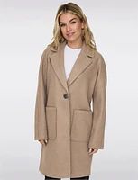 Vegan Single-Breasted Notch Collar Patch Pockets Coat by Only