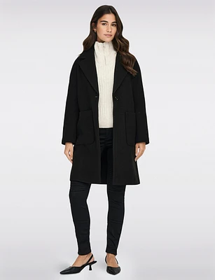 Vegan Single-Breasted Notch Collar Patch Pockets Coat by Only