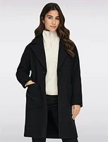 Vegan Single-Breasted Notch Collar Patch Pockets Coat by Only