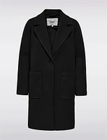 Vegan Single-Breasted Notch Collar Patch Pockets Coat by Only