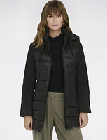 Zip Front Hooded Lined Hybrid Puffer and Knit Jacket by Only