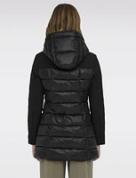 Zip Front Hooded Lined Hybrid Puffer and Knit Jacket by Only