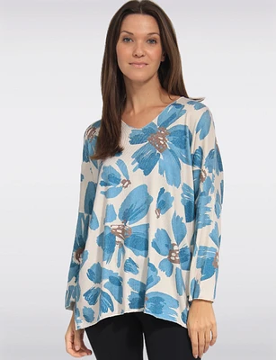 Printed Wool Blend V-Neck Dolman Sleeves Knit Top by Froccella