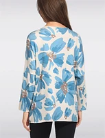 Printed Wool Blend V-Neck Dolman Sleeves Knit Top by Froccella