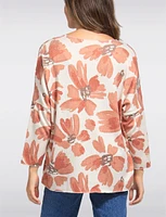 Printed Wool Blend V-Neck Dolman Sleeves Knit Top by Froccella