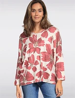 Printed Wool Blend V-Neck Dolman Sleeves Knit Top by Froccella