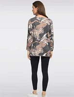 Printed Wool Blend Dolman Sleeves V-Neck Knit Top by Froccella