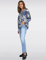 Printed Wool Blend Dolman Sleeves V-Neck Knit Top by Froccella