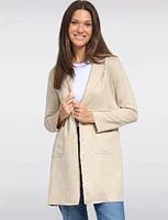 Elegant Faux Suede Notch Collar Mid-Length Straight Fit Jacket by Froccella