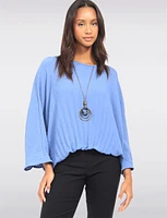 Solid Pleated Short Dolman Sleeve Top With Elastic Hem By Froccella