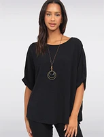 Chic Short Sleeve Blouse with Necklace by Froccella