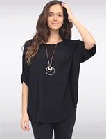 Chic Short Sleeve Blouse with Necklace by Froccella