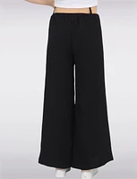 Flowy Wide-Leg Pants with Straw Belt by Froccella