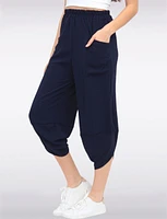 Elastic Waist Asymmetrical Hem Balloon Pant With Patch Pockets By Froccella