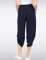 Elastic Waist Asymmetrical Hem Balloon Pant With Patch Pockets By Froccella