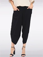 Elastic Waist Asymmetrical Hem Balloon Pant With Patch Pockets By Froccella